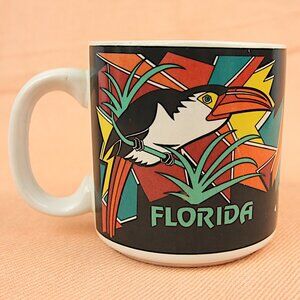 Vintage Paradies Shops Florida Geometric Stoneware Ceramic Coffee Mug Cup 1980s